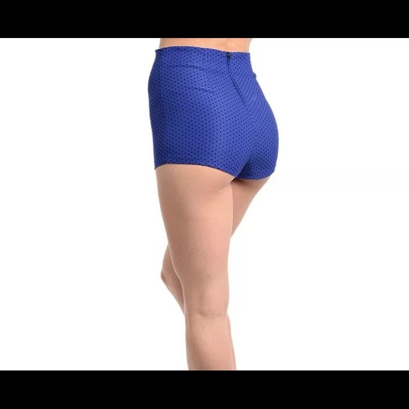 Blue Swiss Dotted high Waisted Short Shorts  New m - Picture 2 of 2